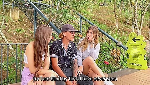 Blind Man Gets Lost In The Park And Two Latinas Fuck Him