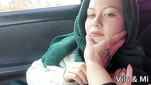 Catch Girl Masturbating In Car And Help Her To Cum