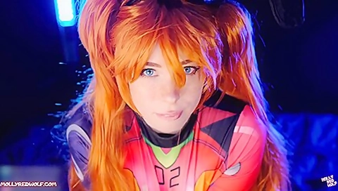 Sloppy Blowjob And Pussy Creampie. Evangelion Asuka Langley - Molly Redwolf