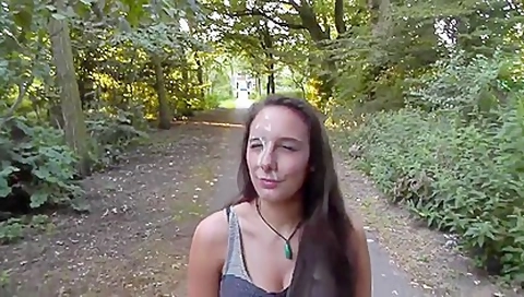 Girl Received Cum Facial In Public Park