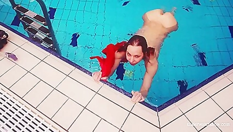 Adorable Brunette teen 18+ Swimming