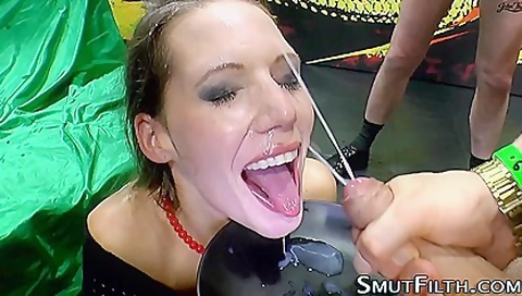 Kinky Slut Slurps Sperm