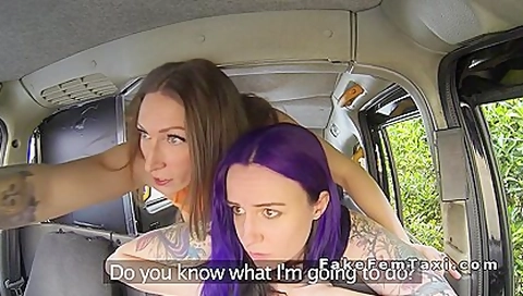 Tattooed Babes Had Lesbian Sex In Cab